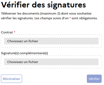 Ecran de vérification de signature de l'utilitaire
