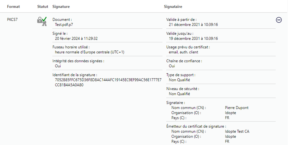Rapport de vérification dans IDOPTE